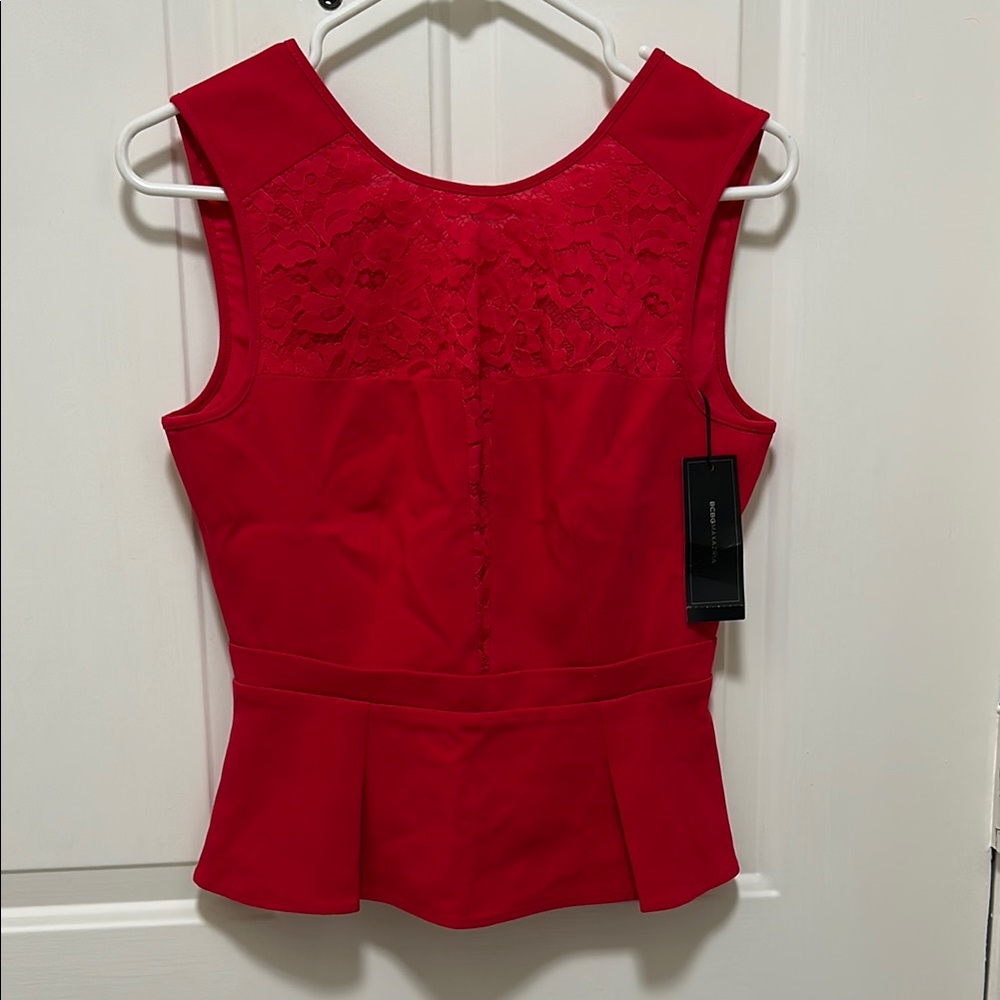 BCBG MAXAZRIA “Ives” XS Elegant Red Lace Women's Top